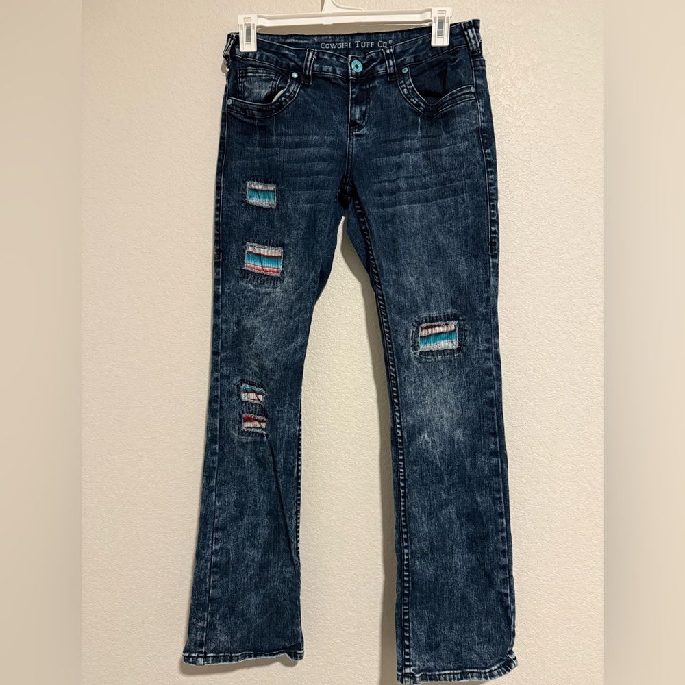 Cowgirl Tuff Women’s Size W30/L35 Dark Blue Boot Cut Jeans